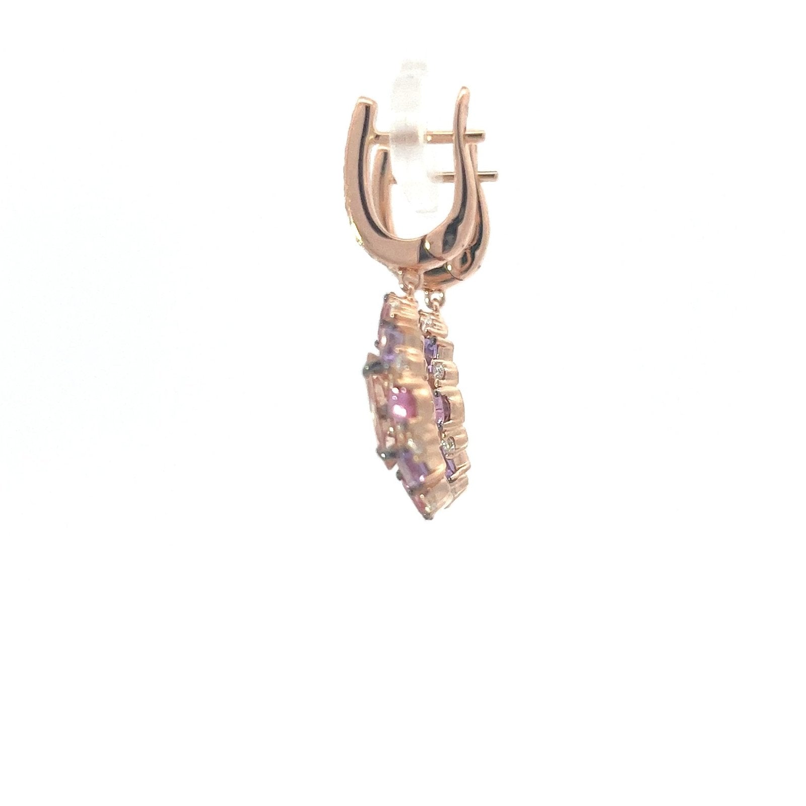 Timeless Pink Tourmaline Amethyst Diamond 18K Rose Gold Exclusive Earrings by Natkina