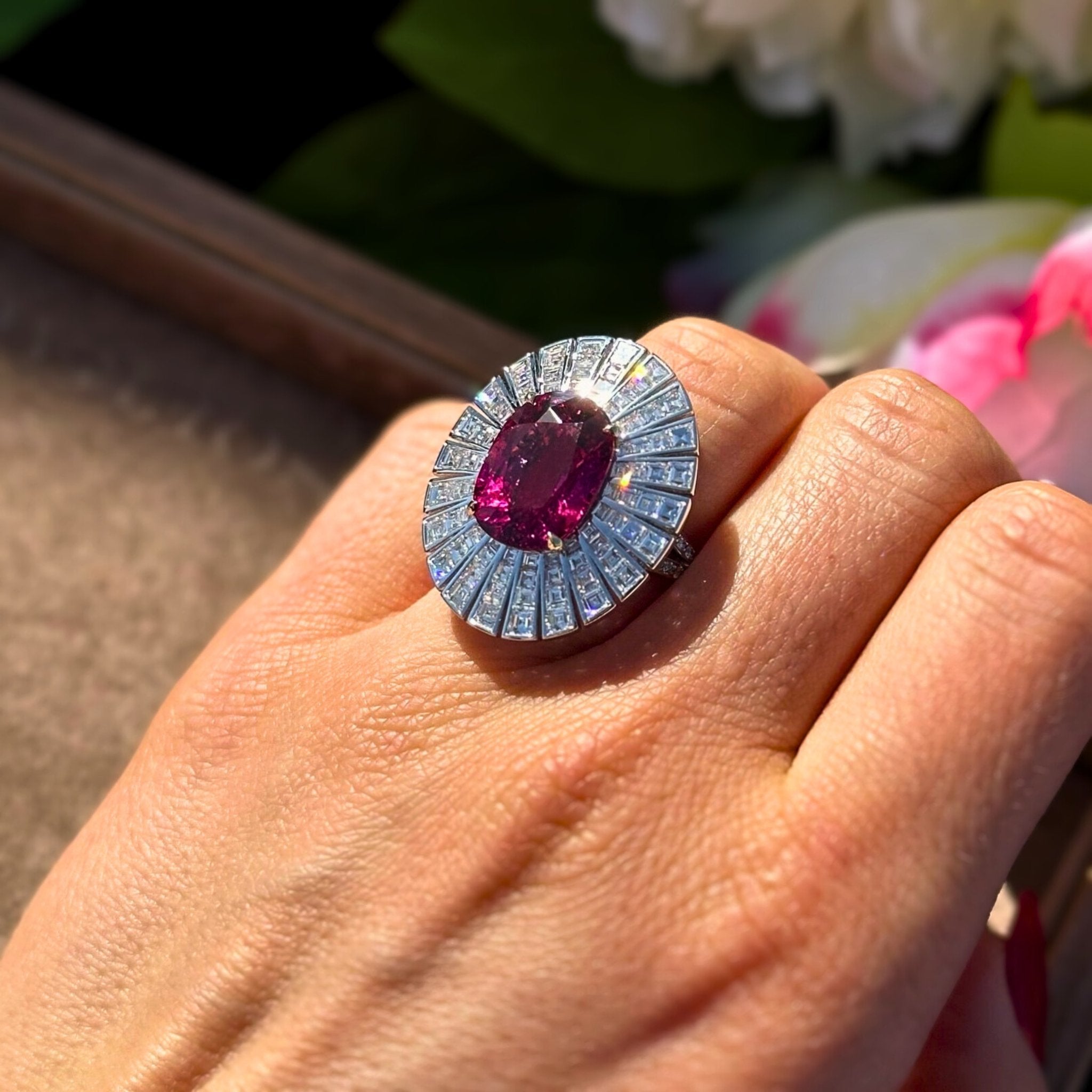 Timeless Ruby Diamond 18K White Gold Exclusive Ring by Natkina