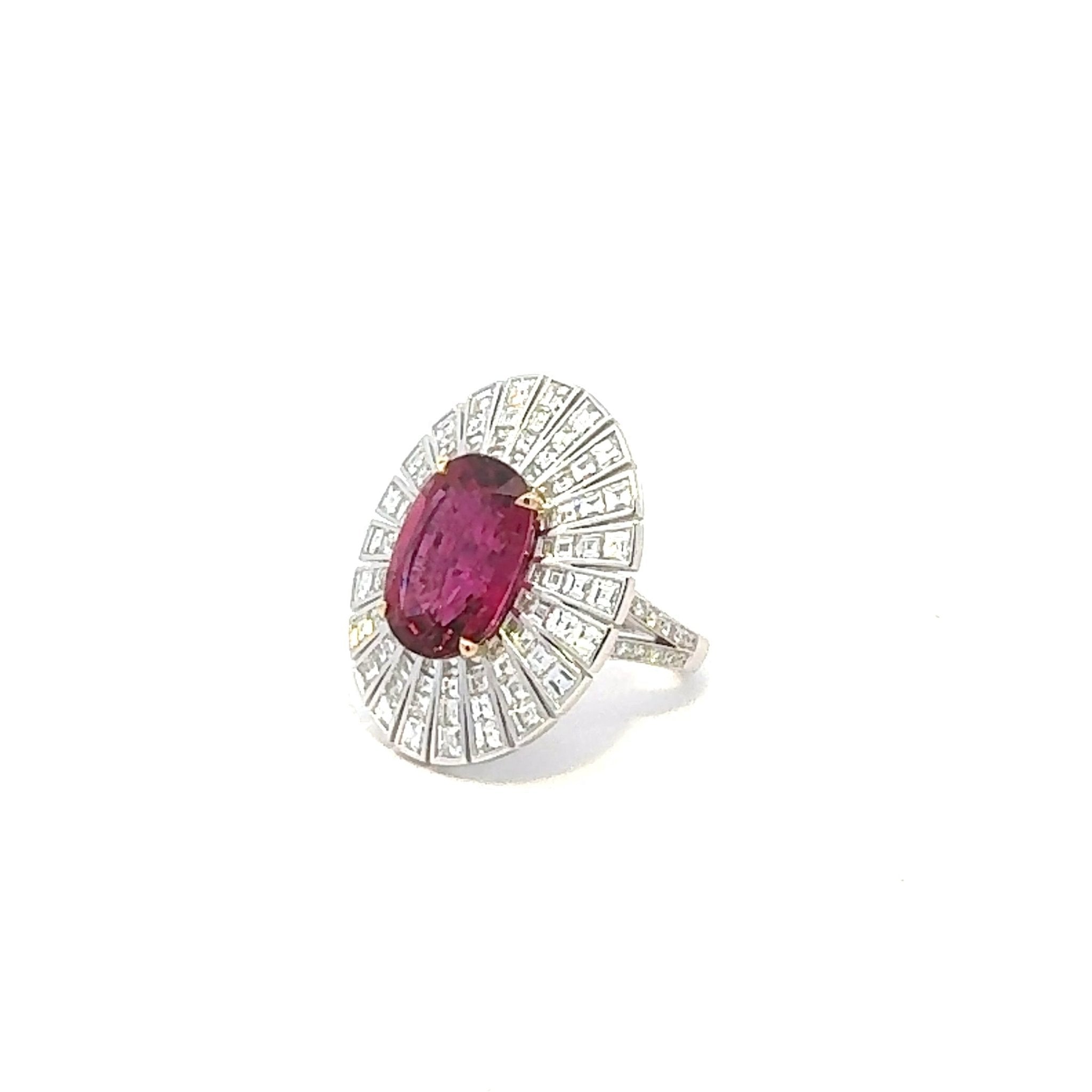 Timeless Ruby Diamond 18K White Gold Exclusive Ring by Natkina