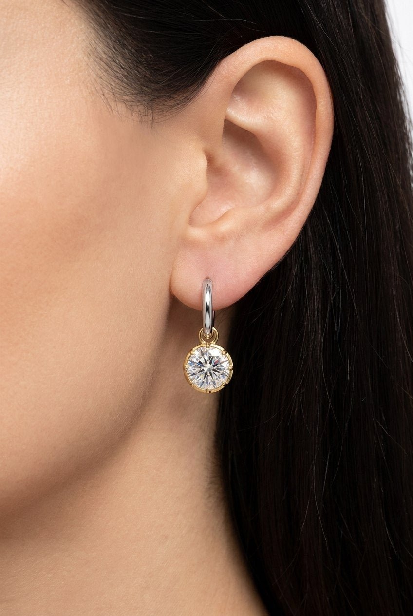 Two-Tone Round Solitaire Earrings by Natkina