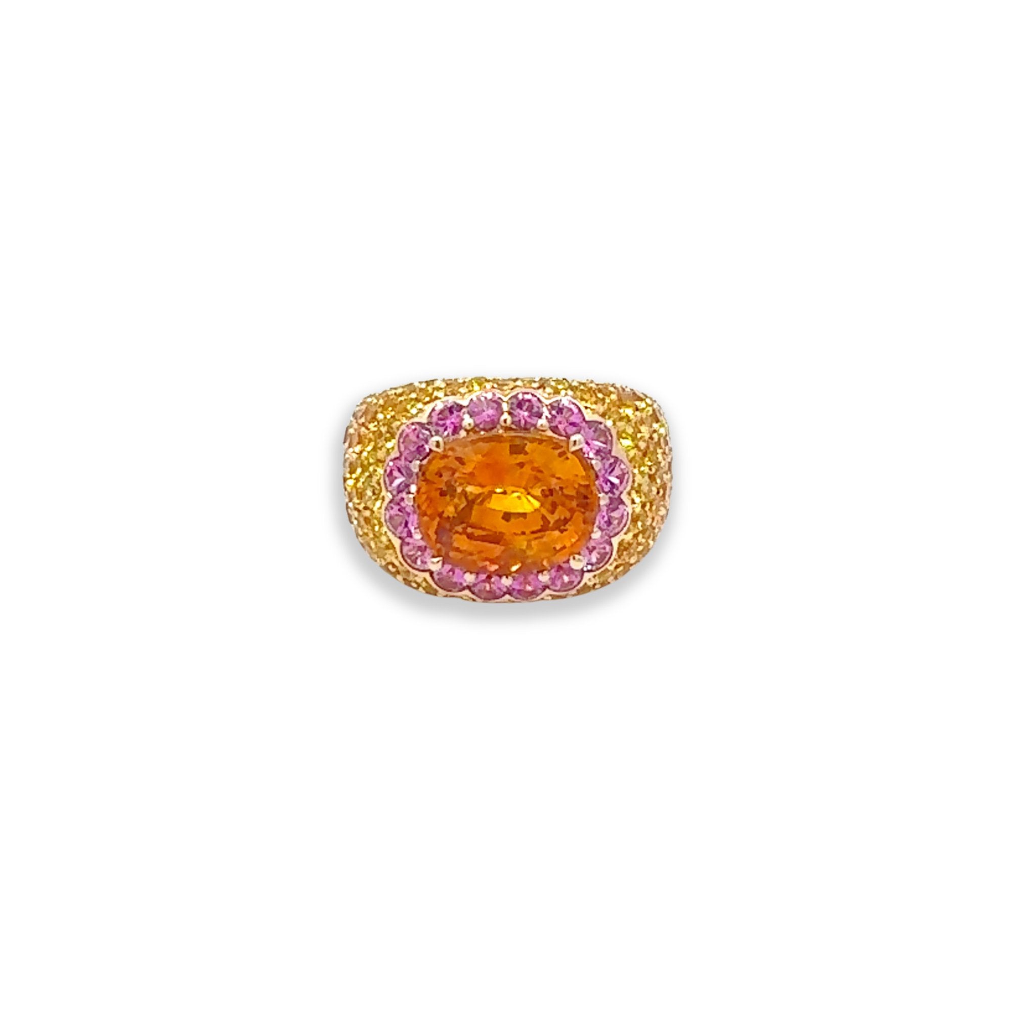 Unique Yellow Pink Orange Sapphire Yellow 18K Gold Exclusive Ring by Natkina