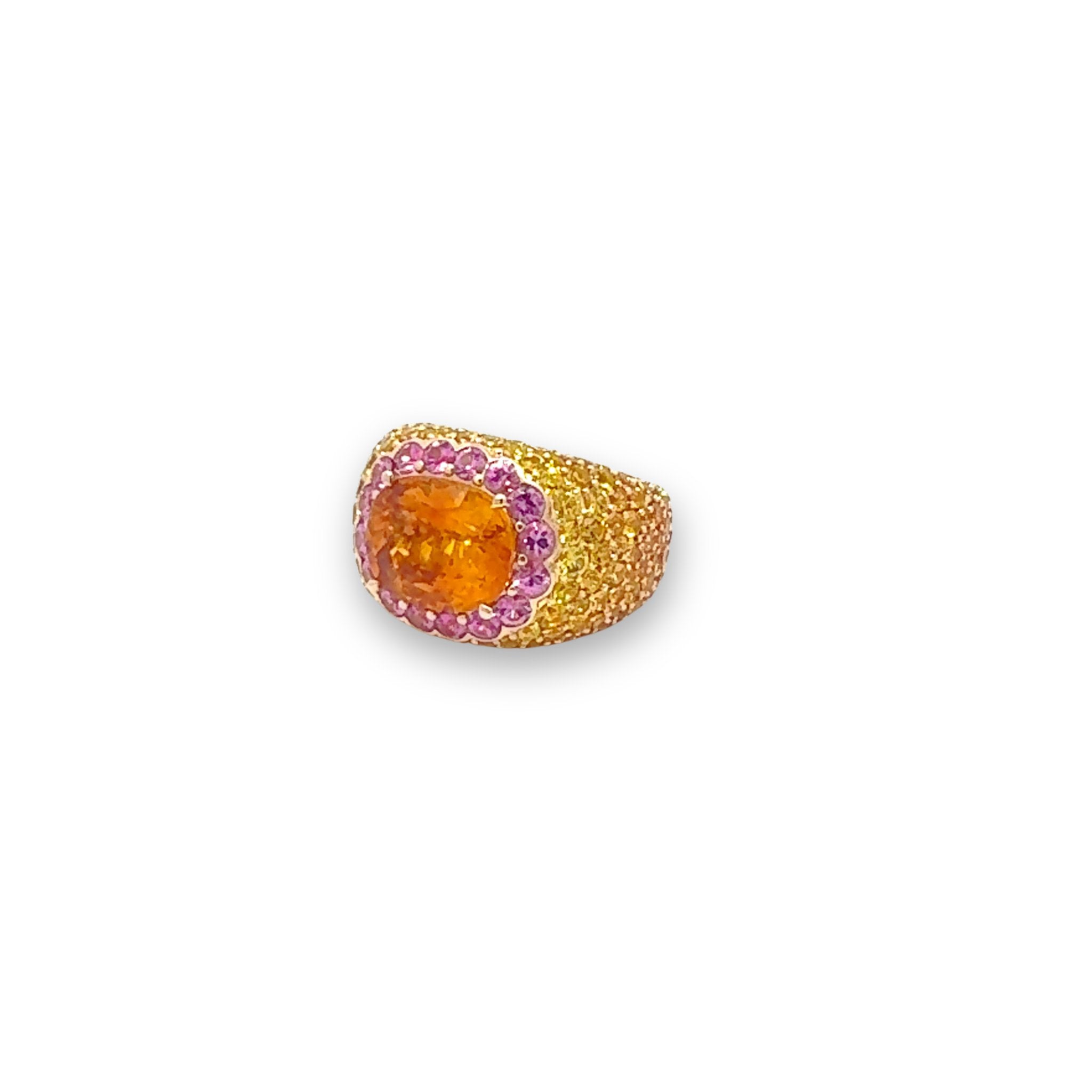 Unique Yellow Pink Orange Sapphire Yellow 18K Gold Exclusive Ring by Natkina