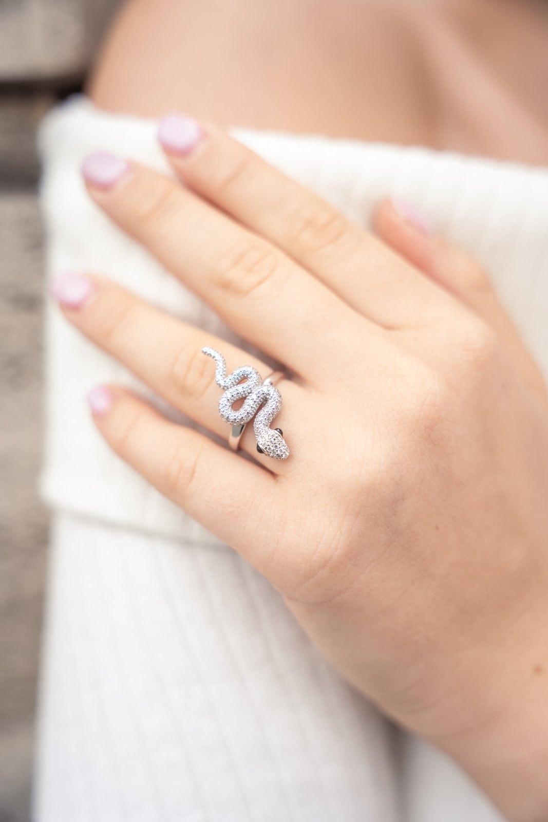 White Serpent Silver Ring by Natkina