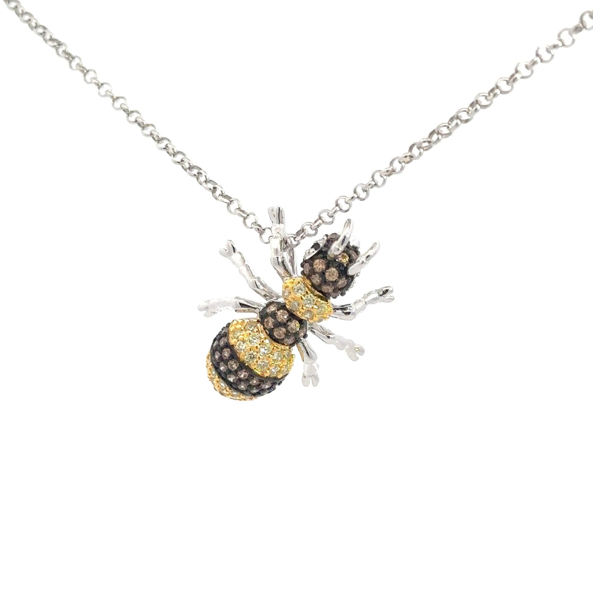 Yellow & Brown Bee Silver Pendant by Natkina