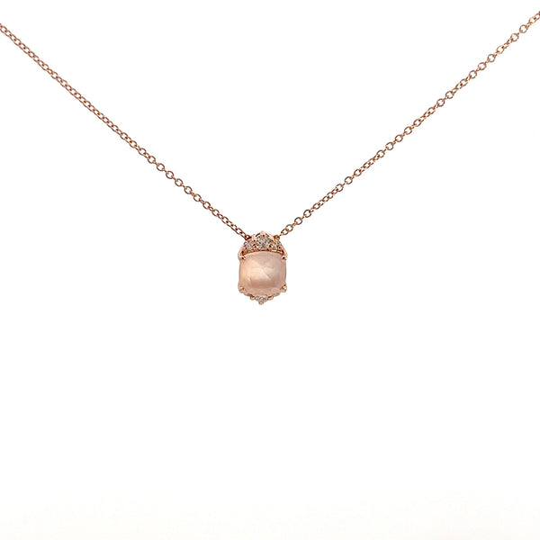 Eternelle Necklace Pink Quartz Diamond Rose Gold