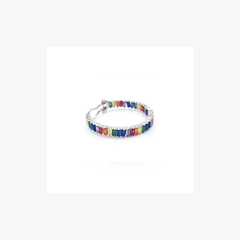 Fine Rainbow Silver Hoop Earrings