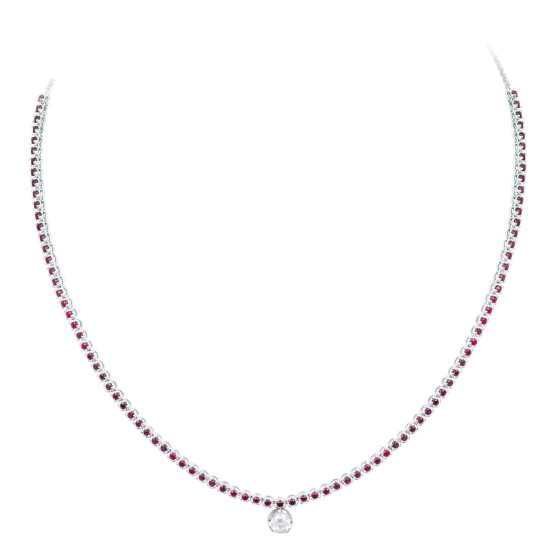 Breathtaking Ruby Diamond 18K Yellow Gold Necklace for Her