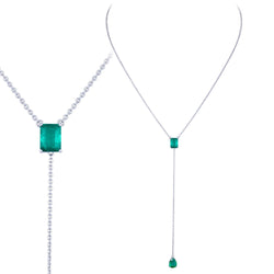Breathtaking Emerald Diamond 18K White Gold Necklace for Her