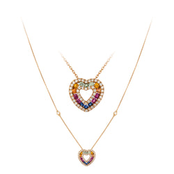 Breathtaking Multi Sapphire Diamond 18K Rose Gold Necklace for Her