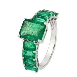 Emerald White Gold 18K Ring For Her