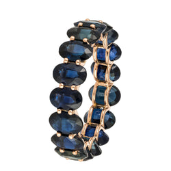 Chic and Timeless Blue Sapphire Diamond Rose Gold 18K Ring For Her