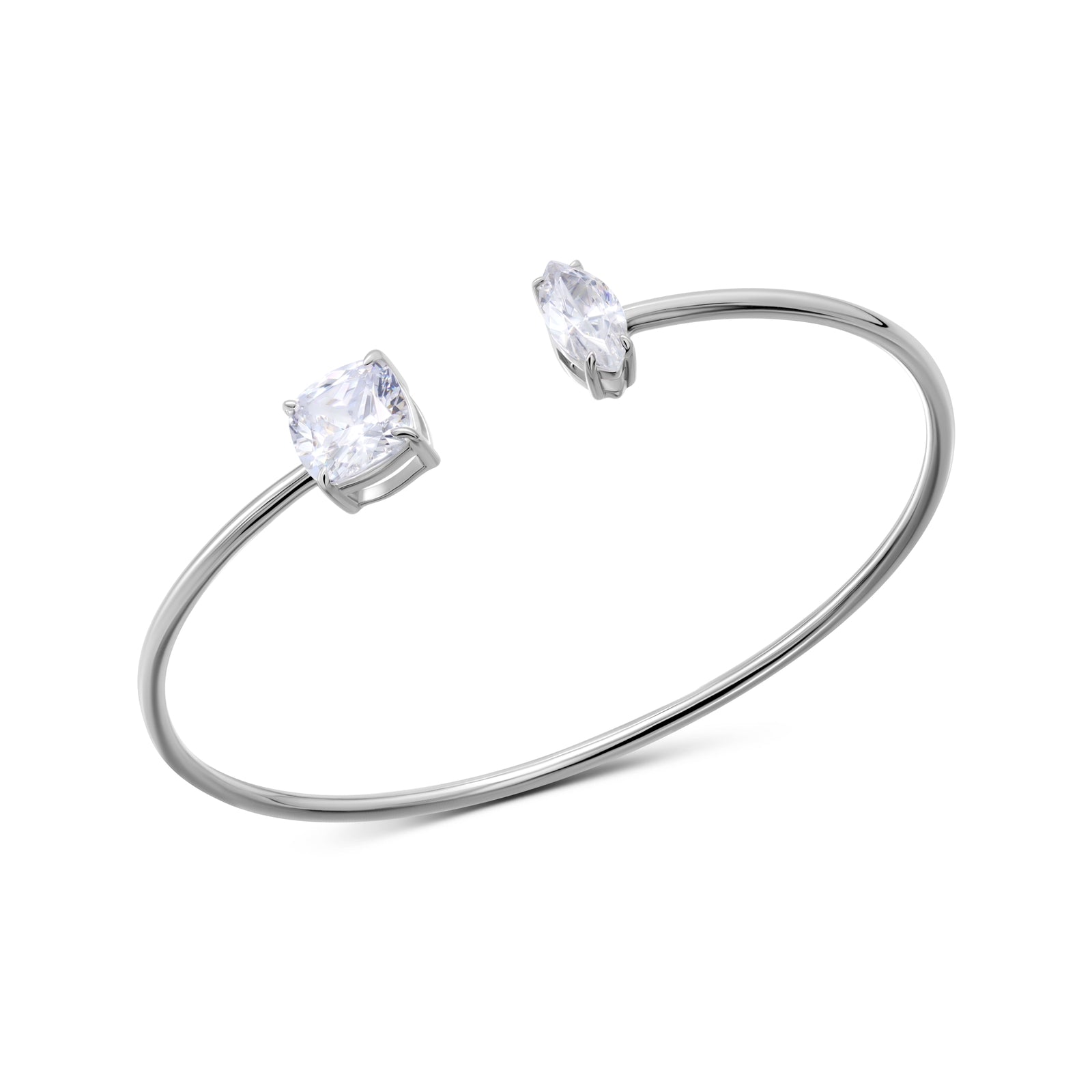 Marquise and Cushion Cut CZ Silver Bracelet