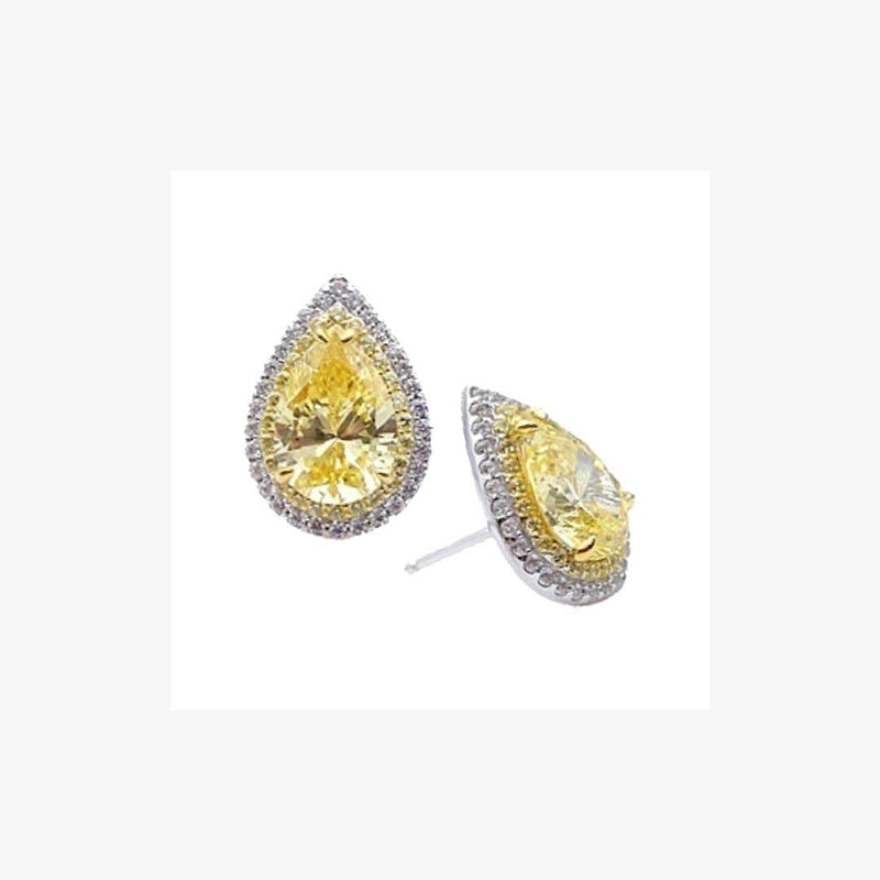 Pear Shape Zirconia Rhodium Plated Silver 925 Earrings - Natkina