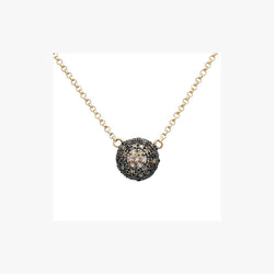 Black & White Diamond Center Pendant Pink Gold Chain Necklace - Natkina