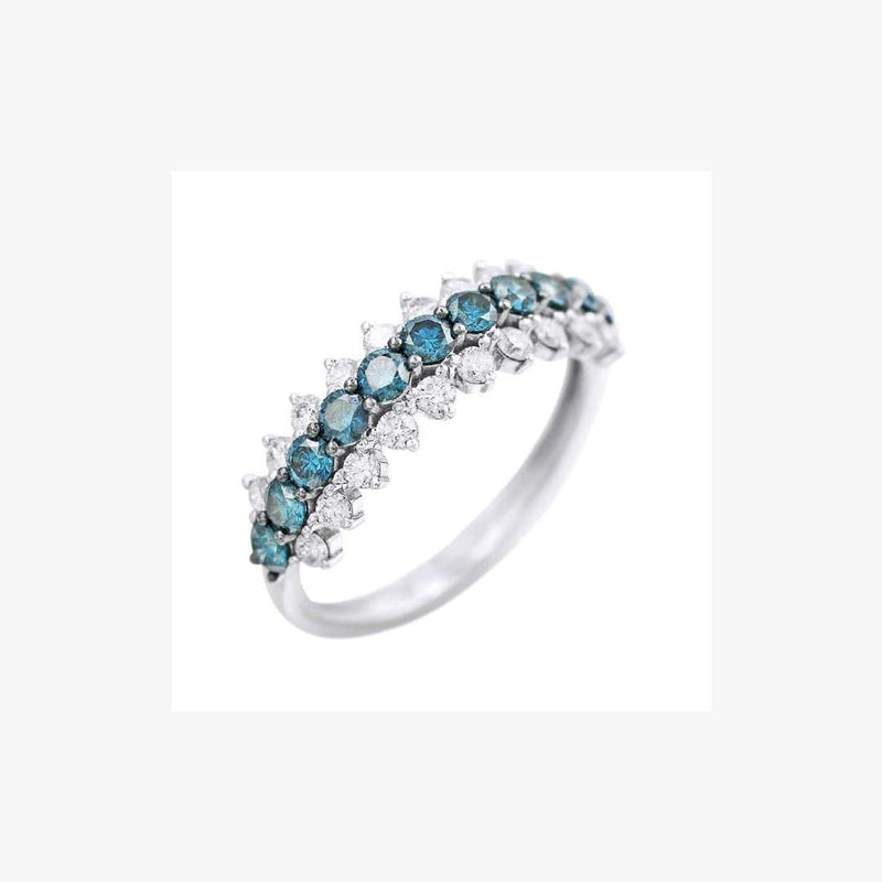 Double Row White Diamond White Gold Ring - Natkina
