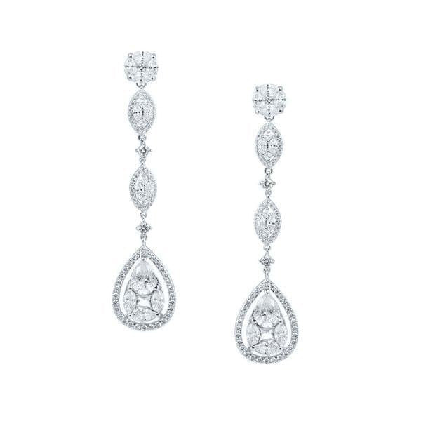 Dangle Diamond Imitation Silver Earrings