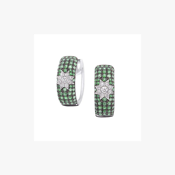 Diamond Earrings with Green Tsavorite - Natkina