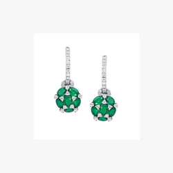 Emerald White Diamond White Gold Statement Earrings - Natkina