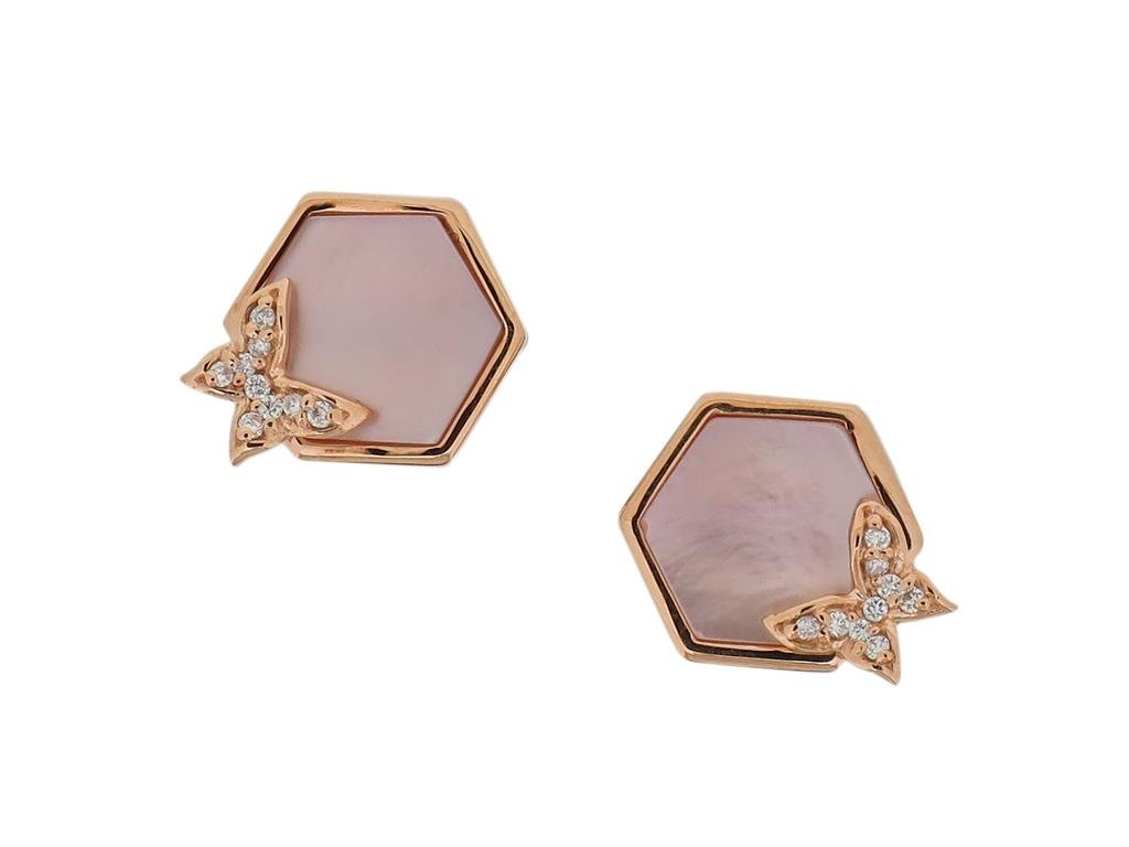 Eternelle Earrings Diamond Pink Mother of Pearl Rose Gold by Natkina