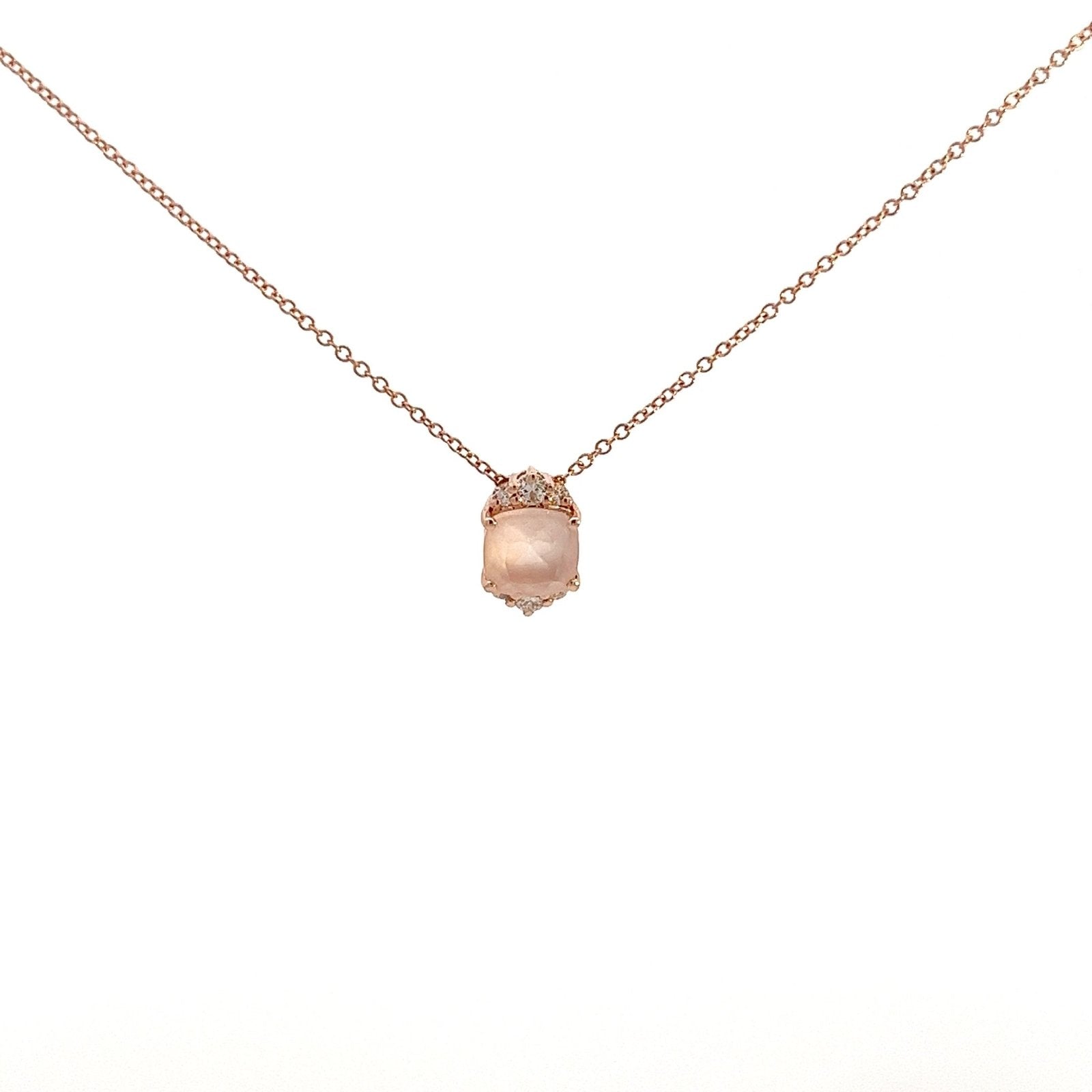 Eternelle Necklace Pink Quartz Diamond Rose Gold by Natkina