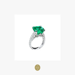 Fabergé Collection Three Colors of Love Gubelin Cert 8.27 Carat Emerald Ring - Natkina