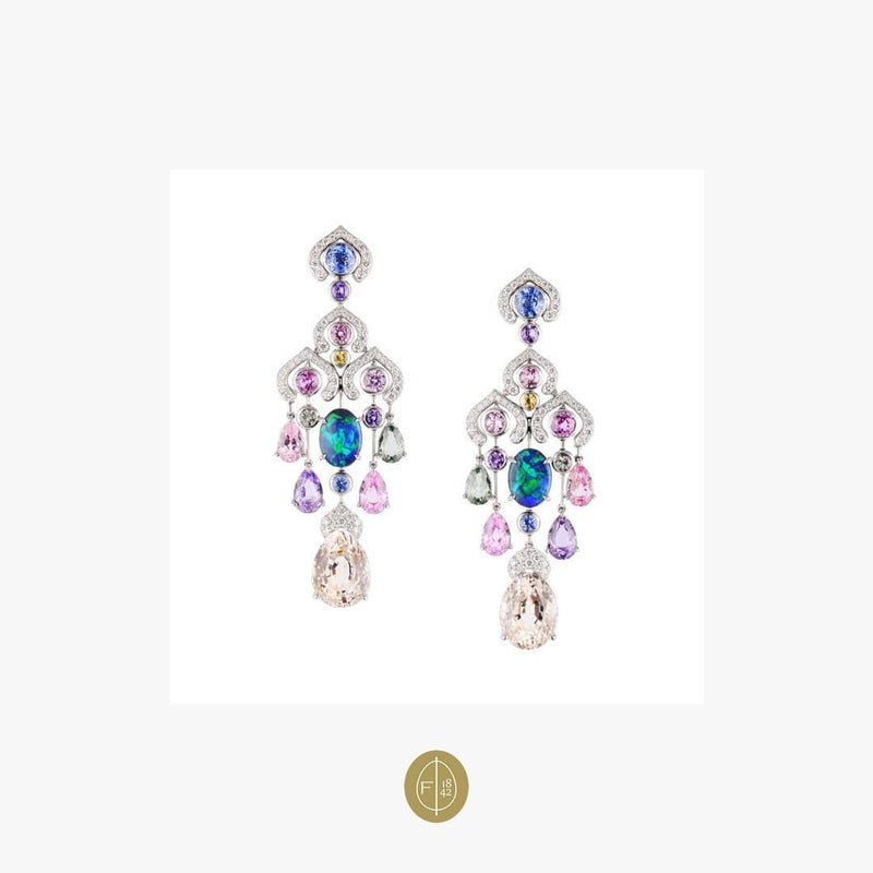 Fabergé Délices D’Été Collection Diamond Sapphire Black Opal Earrings - Natkina