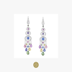 Fabergé Délices D’Été White Diamonds and Pear Shape Sapphires Earrings - Natkina