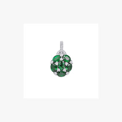 Green Emerald Pendant For Her with White Diamonds - Natkina