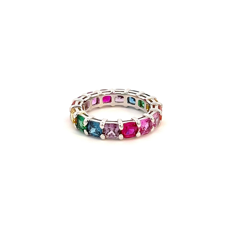 Colourful Baguette Silver Ring