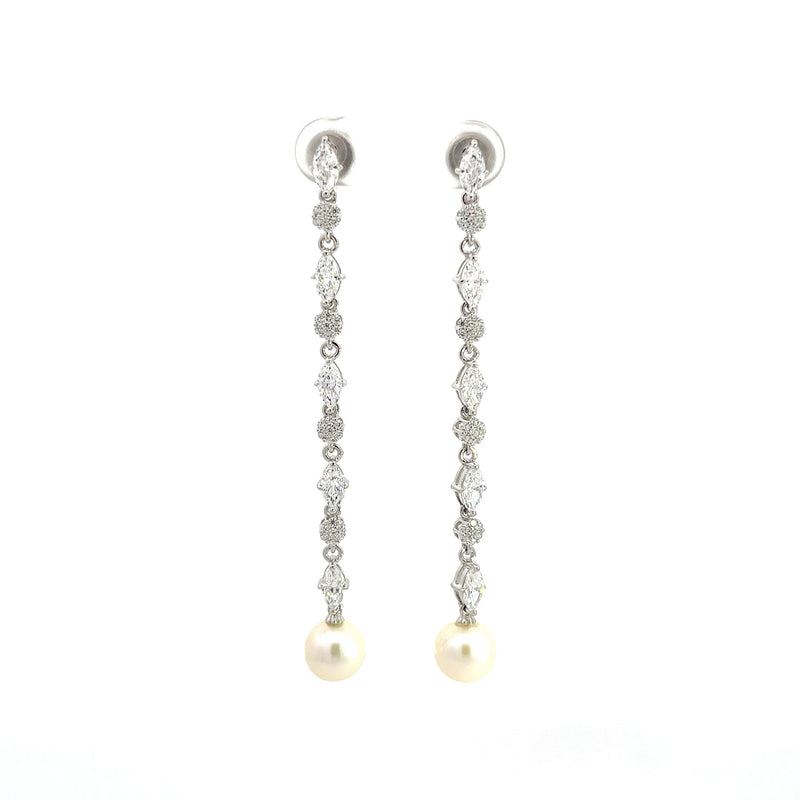 Extravagant Dangling Pearl Silver Earrings