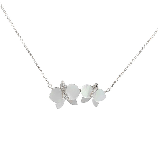 Eternelle Orchid Necklace Mother of Pearl Diamond Yellow Gold