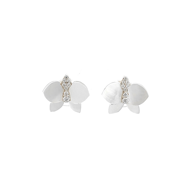 Eternelle Orchid Earrings Mother of Pearl Yellow Gold