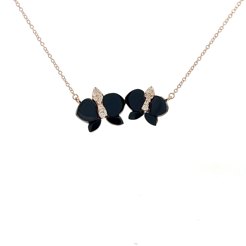 Eternelle Orchid Necklace Onyx Diamond Rose Gold