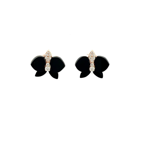 Eternelle Orchid Earrings Onyx Diamond Rose Gold