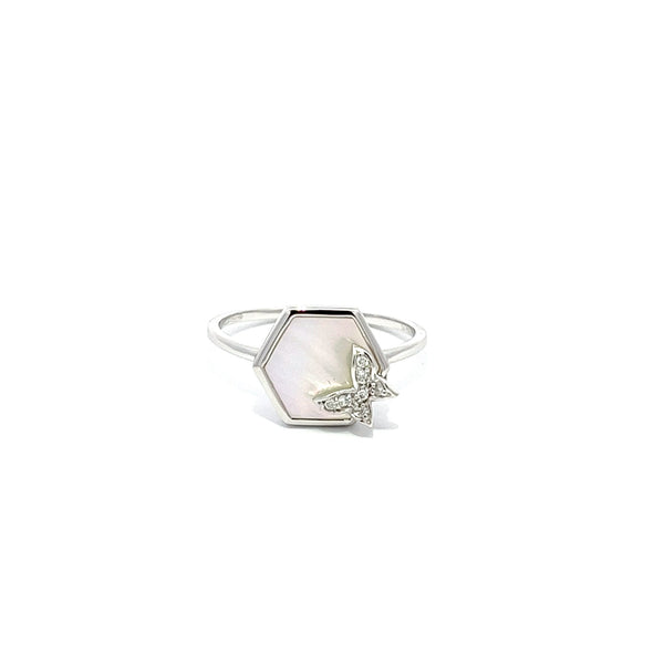 Eternelle Ring Diamond Mother of Pearl White Gold