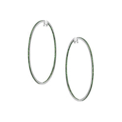 Impressive Green Tsavorite White Gold Hoop Earrings - Natkina