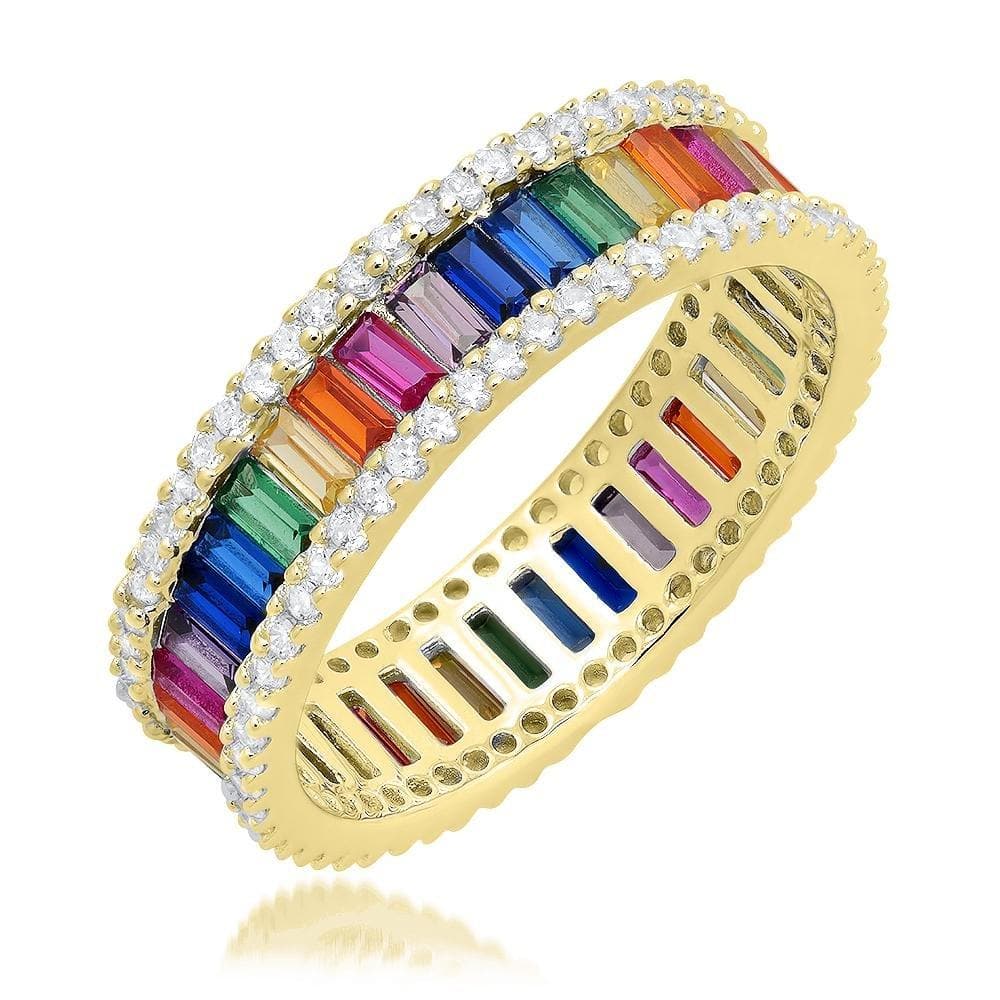 One Row Rainbow Silver Ring - Natkina