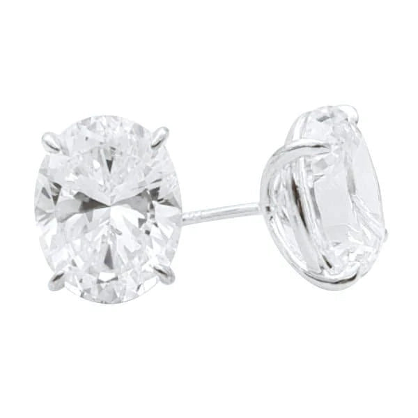 Oval Cut Diamond Imitation Stud Silver Earrings