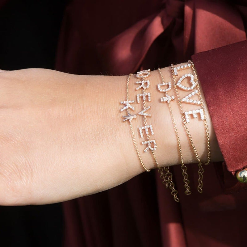 Personalized Diamond Bracelet & Diamond Boy Charm - Natkina