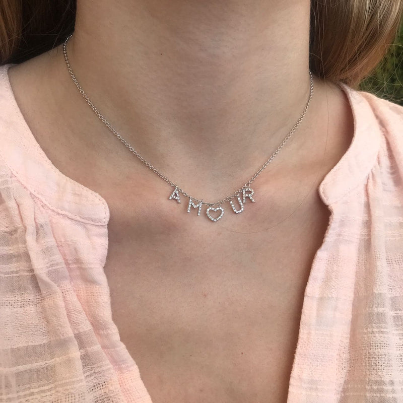 Personalized Diamond Necklace Multiple Letters 18K Gold