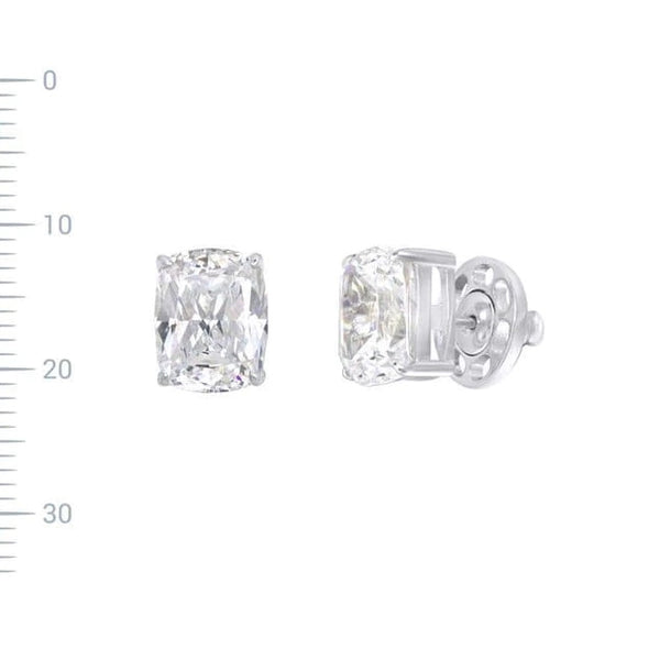 Rectangular Diamond Imitation Silver Stud Earrings
