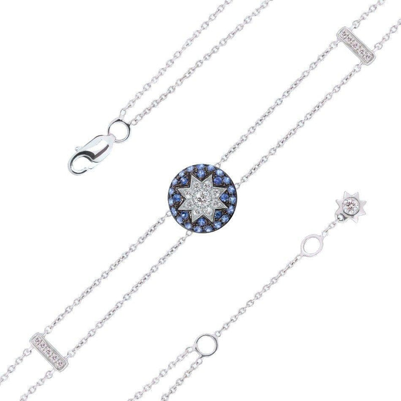 Round Star Sapphire White Diamond Bracelet - Natkina