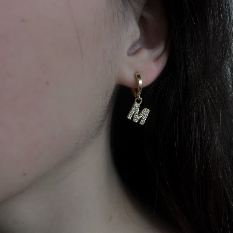 Silver Letter Mono Earring - Natkina