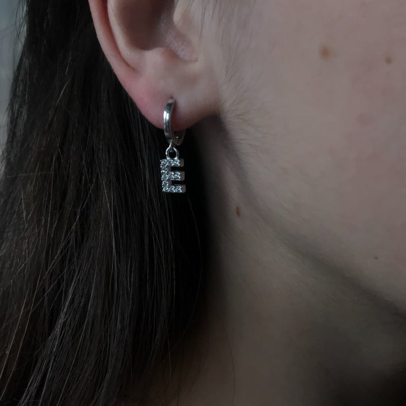 Silver Letter Mono Earring - Natkina