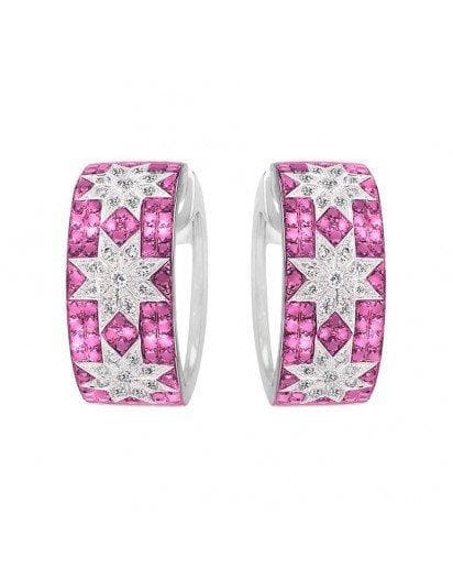 Trio Star earrings wide Pink Sapphire - Natkina