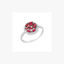 White Diamond Ruby Ring for Her - Natkina